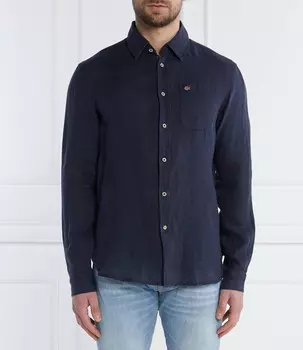 Льняная рубашка Napapijri Regular Fit, темно-синий