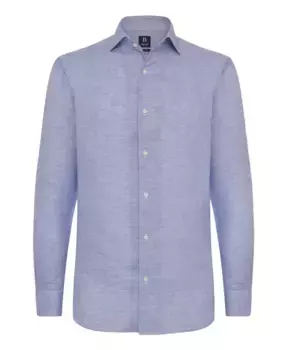 Льняная рубашка обычного кроя в ломаную клетку Boggi Milano, синий