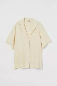Льняная рубашка оверсайз H&amp;M, светло-желтого