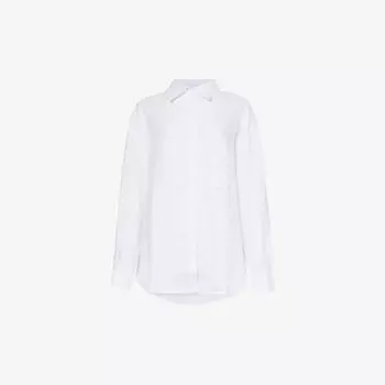 Льняная рубашка оверсайз с закругленным краем Aexae, белый