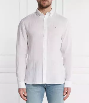 Льняная рубашка пигментно окрашенная Regular fit Tommy Hilfiger, белый