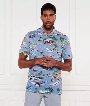 Льняная рубашка поло Classic fit Polo Ralph Lauren, синий