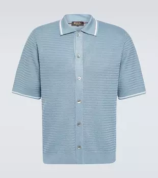 Льняная рубашка-поло Loro Piana, синий