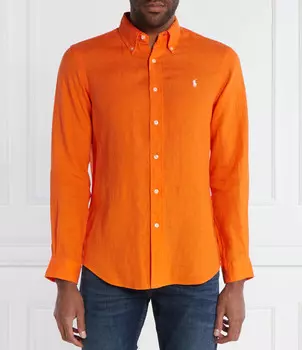 Льняная рубашка POLO RALPH LAUREN custom fit, оранжевый