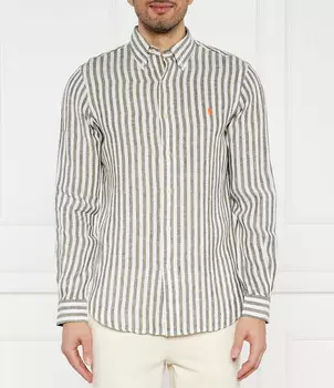 Льняная рубашка POLO RALPH LAUREN Custom fit, оливково-зеленый