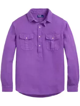 Льняная рубашка POLO RALPH LAUREN, фиолетовый