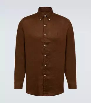 Льняная рубашка Polo Ralph Lauren, коричневый