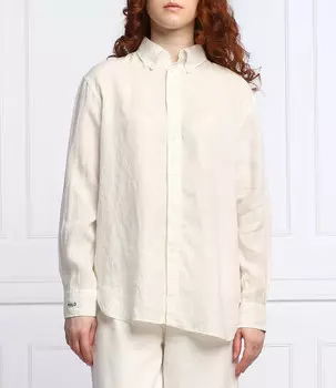 Льняная рубашка POLO RALPH LAUREN regular fit, кремовый