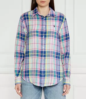 Льняная рубашка POLO RALPH LAUREN Relaxed fit, разноцветный