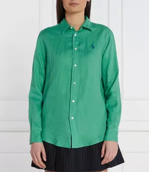 Льняная рубашка POLO RALPH LAUREN Relaxed fit, зеленый