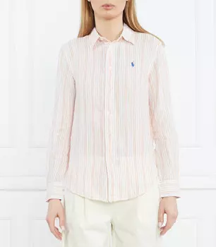 Льняная рубашка POLO RALPH LAUREN Relaxed fit, оранжевый