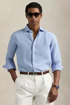 Льняная рубашка Polo Ralph Lauren, синий