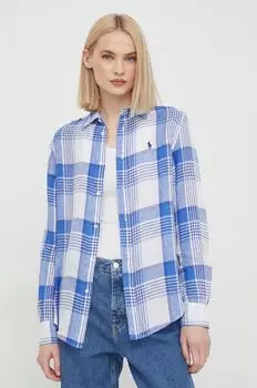 Льняная рубашка Polo Ralph Lauren, синий