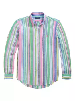Льняная рубашка POLO RALPH LAUREN, синий