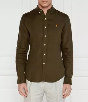 Льняная рубашка POLO RALPH LAUREN slim fit, цвет cachi