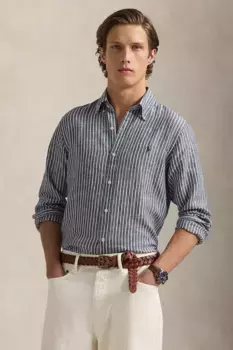 Льняная рубашка Polo Ralph Lauren, темно-синий