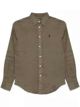 Льняная рубашка Polo Ralph Lauren, зеленый