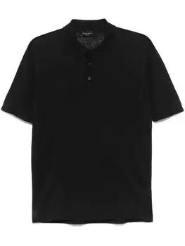 Льняная рубашка-поло Roberto Collina, черный