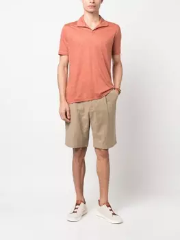 Льняная рубашка поло с короткими рукавами Cruciani, оранжевый