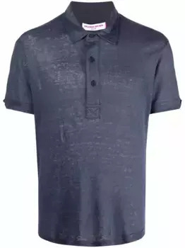 Льняная рубашка поло с короткими рукавами Orlebar Brown, синий