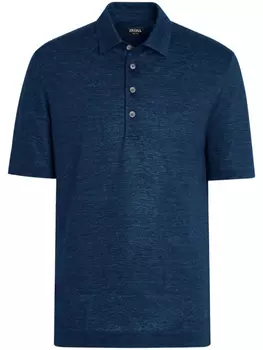 Льняная рубашка поло Zegna, синий