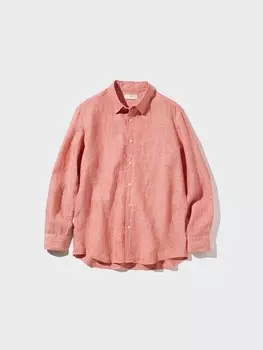 Льняная рубашка премиум-класса Uniqlo, оранжевый