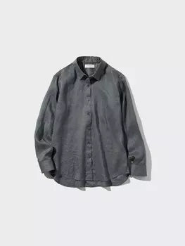Льняная рубашка премиум-класса Uniqlo, серый