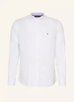 Льняная рубашка прямого кроя с воротником-стойкой Tommy Hilfiger, белый