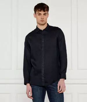 Льняная рубашка Regular fit Armani Exchange, синий