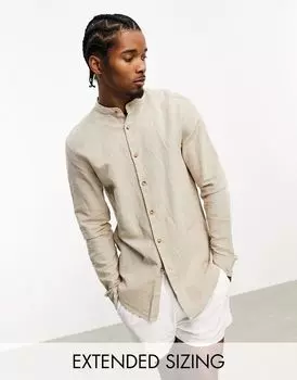 Льняная рубашка Regular с каменным воротником ASOS DESIGN