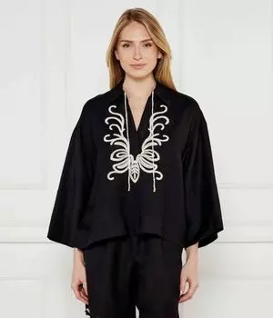 Льняная рубашка Relaxed fit Twin-Set Underwear & Beachwear, черный