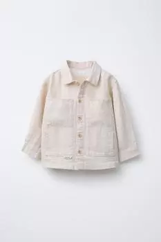 Льняная рубашка с этикеткой ZARA, светло-бежевый