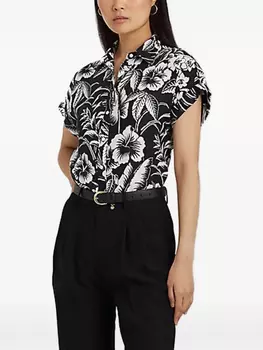 Льняная рубашка с цветочным принтом Lauren Ralph Lauren, черный