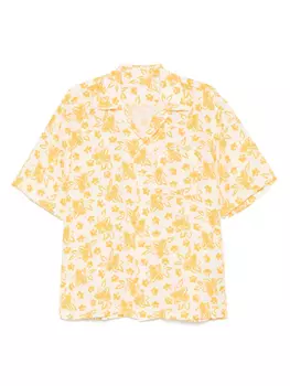 Льняная рубашка с цветочным узором 120% Lino, нейтральный