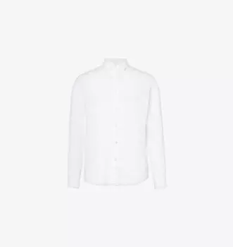 Льняная рубашка с длинным рукавом и раскладывающимся воротником Sunspel, белый