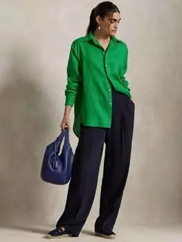 Льняная рубашка с длинным рукавом Ralph Lauren, зеленый