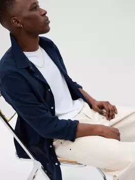 Льняная рубашка с длинными рукавами Gap, синий