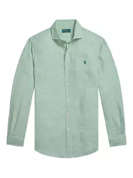 Льняная рубашка с длинными рукавами Polo Ralph Lauren, зеленый