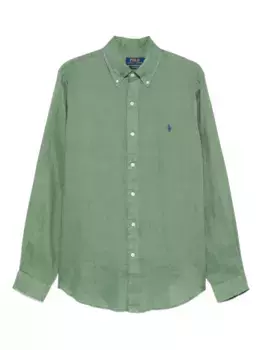 Льняная рубашка с длинными рукавами POLO RALPH LAUREN, зеленый