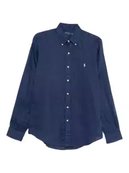 Льняная рубашка с длинными рукавами POLO RALPH LAUREN, синий
