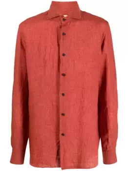 Льняная рубашка с длинными рукавами Xacus, оранжевый