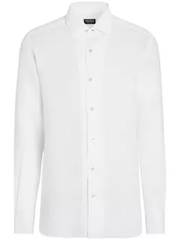 Льняная рубашка с длинными рукавами Zegna, белый