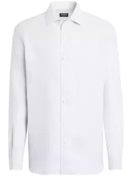 Льняная рубашка с длинными рукавами Zegna, белый