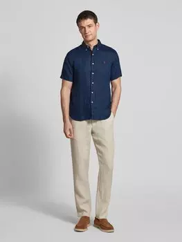 Льняная рубашка с индивидуальным покроем и воротником на пуговицах Polo Ralph Lauren