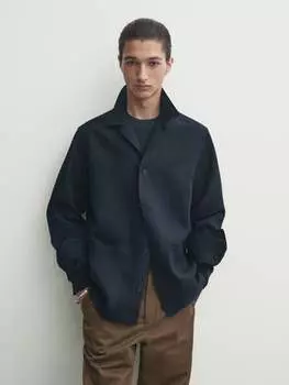 Льняная рубашка с карманами Massimo Dutti, синий