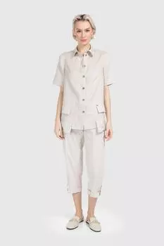 Льняная рубашка с карманами с клапанами Helmidge, бежевый