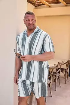 Льняная рубашка с коротким рукавом BadRhino, белый