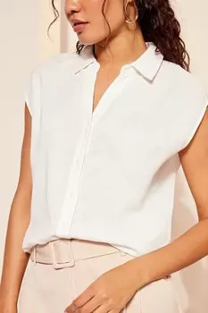 Льняная рубашка с коротким рукавом и пуговицами Friends Like These, белый