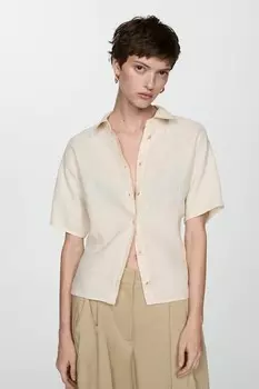 Льняная рубашка с коротким рукавом Pai Mango, слоновая кость