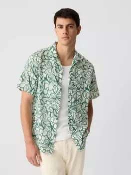 Льняная рубашка с короткими рукавами Gap, зеленый